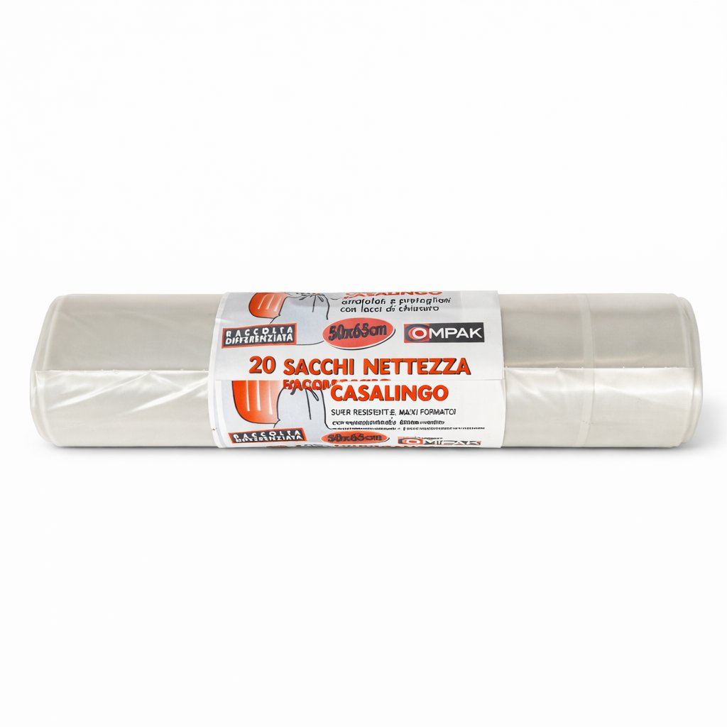 [SAC.P.50X65.N.20] SACCHI IMMONDIZIA NEUTRO IN ROTOLO cm 50x65