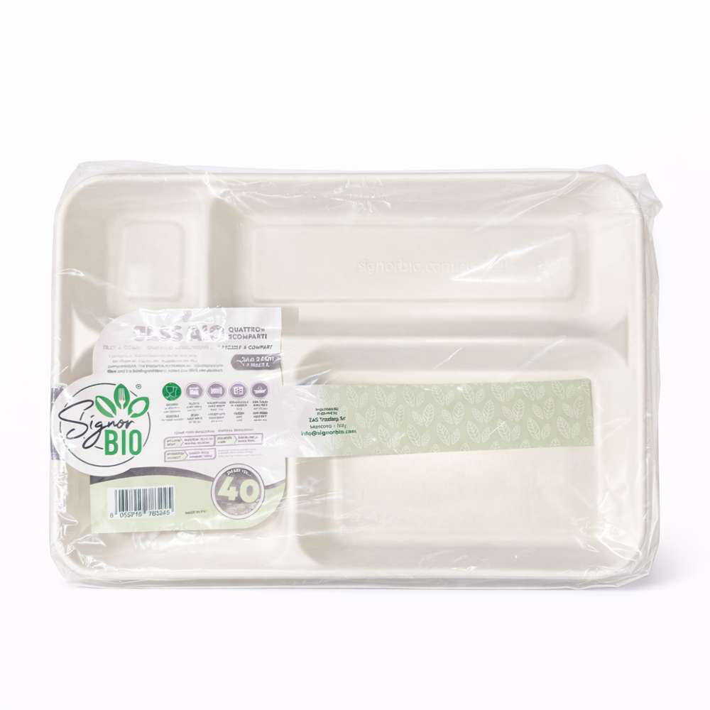 VASSOI 4 SCOMPARTI BIO 40 pz