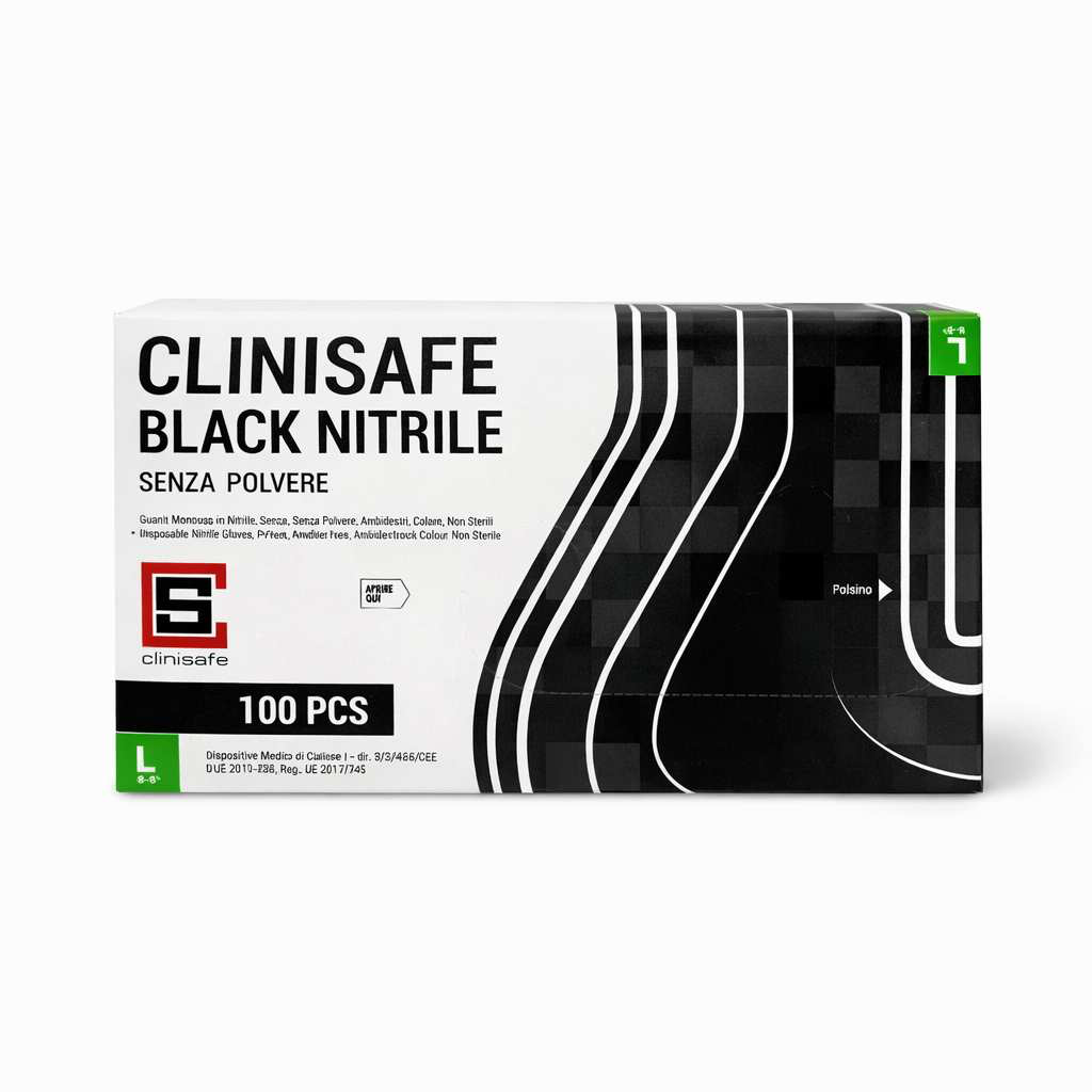 [GUA.NIT.M.N.100] GUANTI IN NITRILE NERI SENZA POLVERE (M)