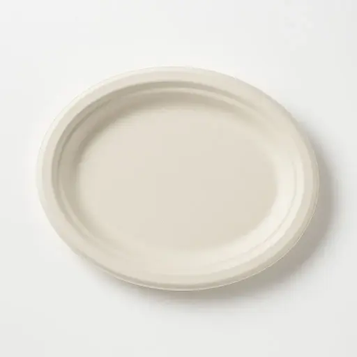 [PIA.B.OV26X20.B.50] PIATTI OVALI BIO IN POLPA DI CELLULOSA DA CM 26,3X20